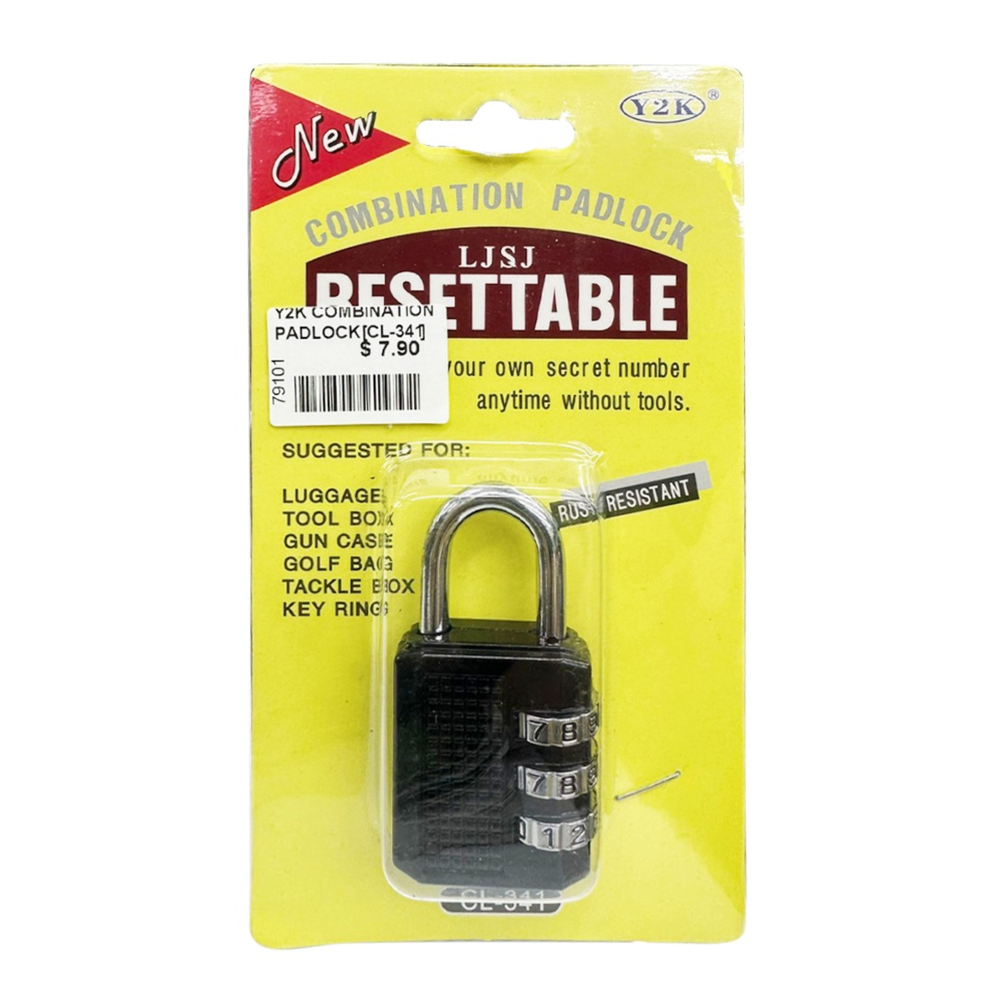 Combination Padlock RESETTABLE CL-341 Luggage Lock